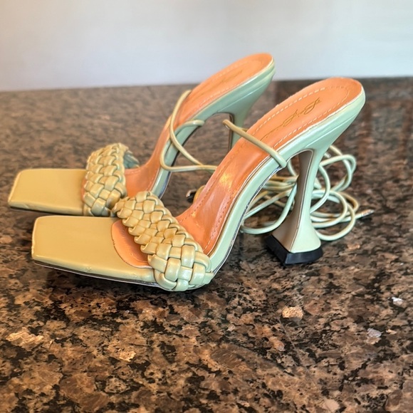 Bai beioi deep mint Green margarita Heels and Woven with lace ankle strap 8.5 - Picture 5 of 11